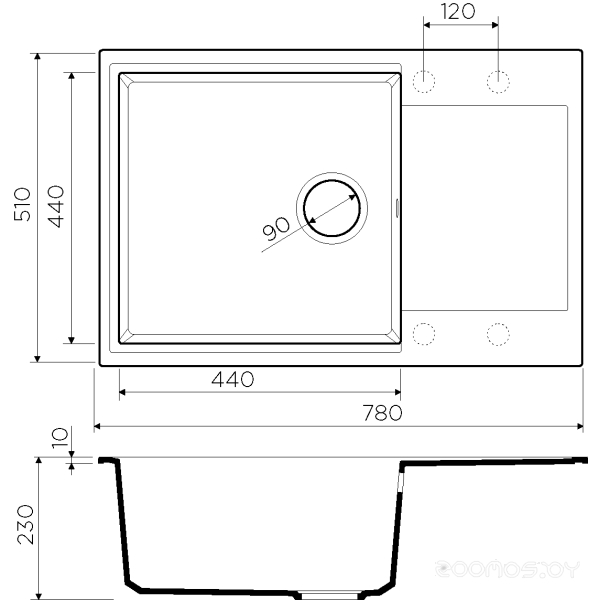 Кухонная мойка Omoikiri Daisen 78-LB-SA, фото 2