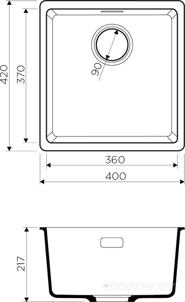 Кухонная мойка Omoikiri Kata 40-U-DC, фото 2