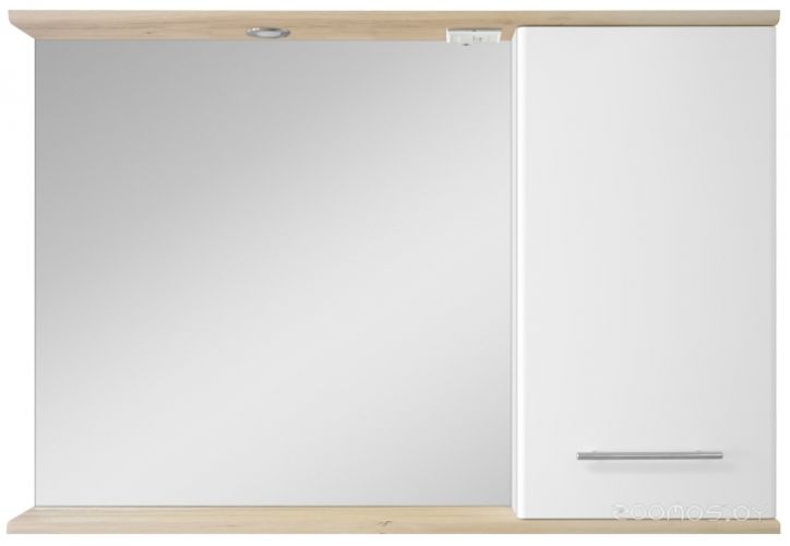 Шкаф с зеркалом Misty Шкаф с зеркалом для ванной Респект 120 (белый-дуб тиссано правый)Э-Рес02120-1П