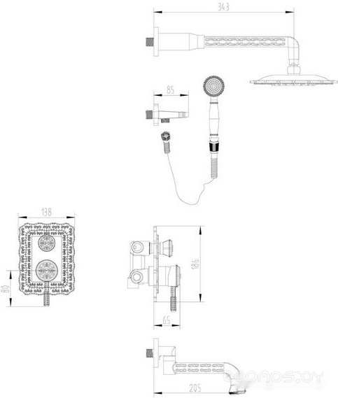 Душевая система Zorg A 104DS-BR (античная бронза), фото 2