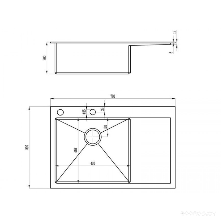 Кухонная мойка Zorg INOX RX-7851-L, фото 2