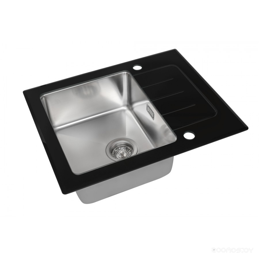 Кухонная мойка Zorg GS 6250 black (со стеклом), фото 2
