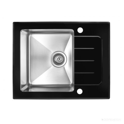 Кухонная мойка Zorg GS 6250 black (со стеклом), фото 1