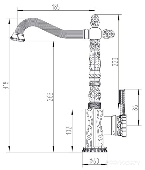 Смеситель ZorG Antic A 117 K BR, фото 2