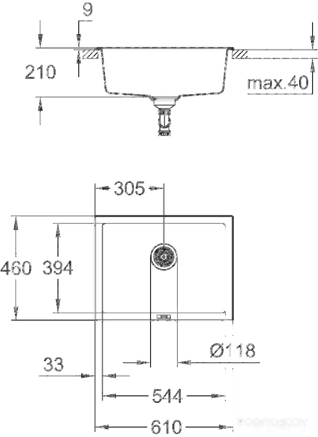 Кухонная мойка Grohe K700U 70-C 61/45.7 1.0 31655AP0 (черный гранит), фото 2