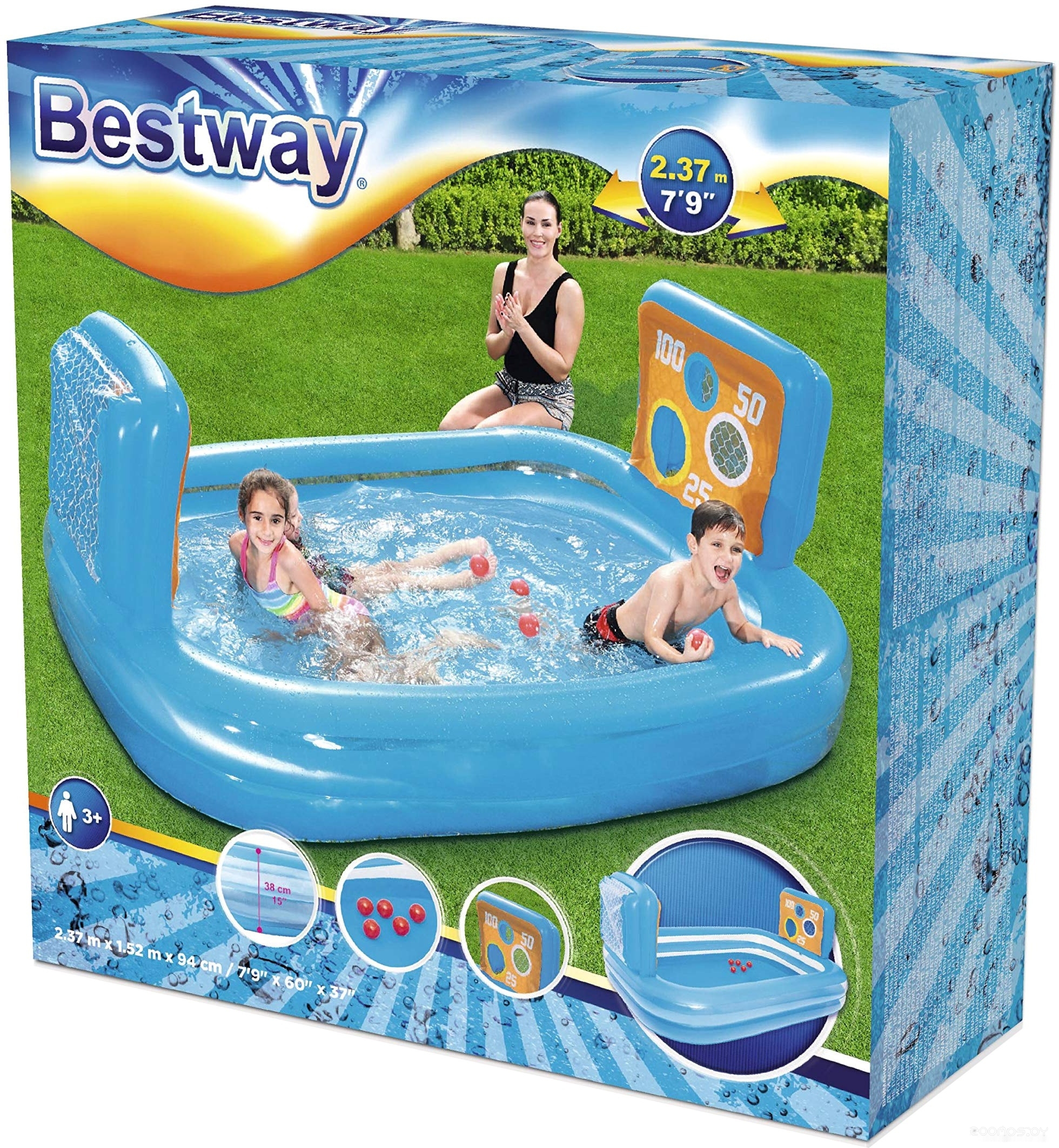 Надувной бассейн Bestway Тир 54170 (237х152х94), фото 5