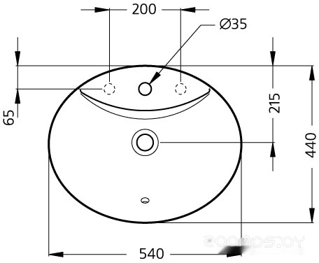 Умывальник Ideal Standard Oceane W306301 54x44, фото 3