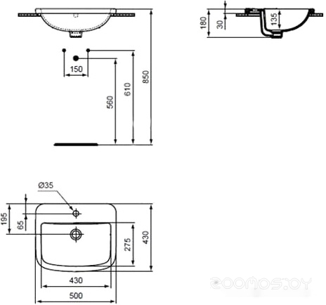 Умывальник Ideal Standard Tempo 50x43 [T059201], фото 4