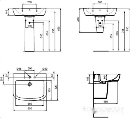 Умывальник Ideal Standard Tempo 65x50 [T056301], фото 3