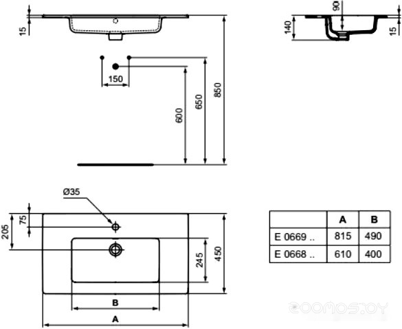 Умывальник Ideal Standard Tempo 61x45 [E066801], фото 2
