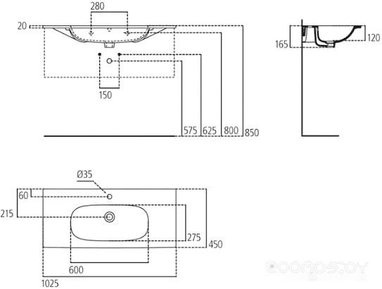 Умывальник Ideal Standard Tesi 102.5x45 [T350801], фото 3