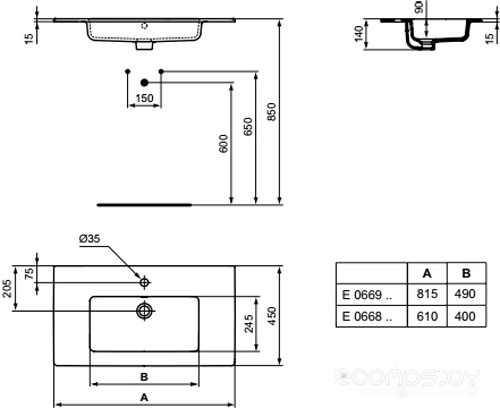 Умывальник Ideal Standard Tempo 81.5x45 [E066901], фото 3