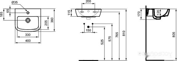 Умывальник Ideal Standard Tempo 40x36 [T056701]