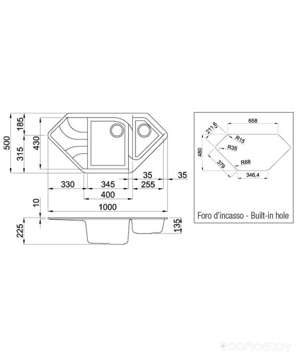 Кухонная мойка Elleci Tekno Corner M79 Aluminium, фото 2