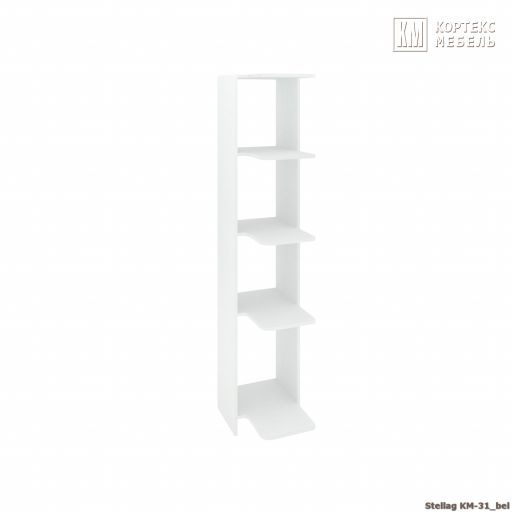 Стеллаж Кортекс-мебель КМ31 угловой (белый)