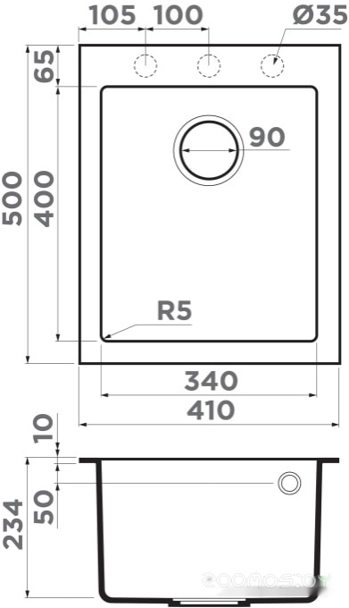 Кухонная мойка Omoikiri Bosen 41 GR (leningrad grey), фото 2