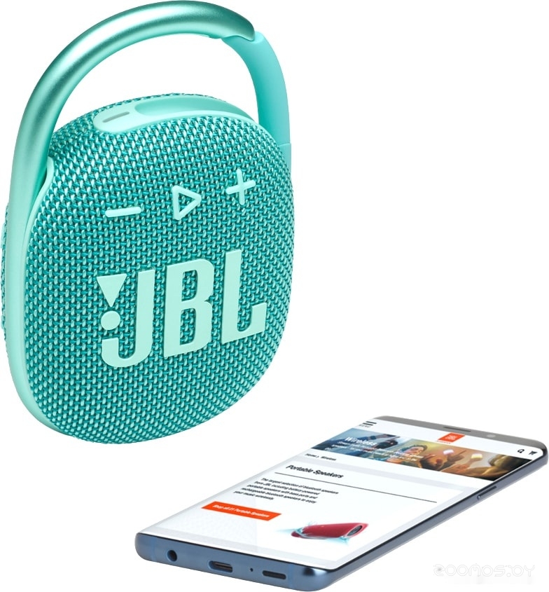 Беспроводная колонка JBL Clip 4 (бирюзовый), фото 9