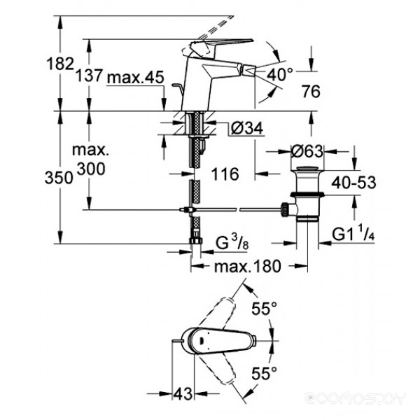 Смеситель Grohe Eurodisc Cosmopolitan 33244 002, фото 2