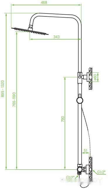 Душевая система Laveo Pretto PLP 70OB, фото 3