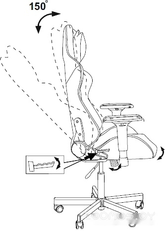 Кресло Бюрократ Zombie Viking Tank (черный/красный/белый), фото 10