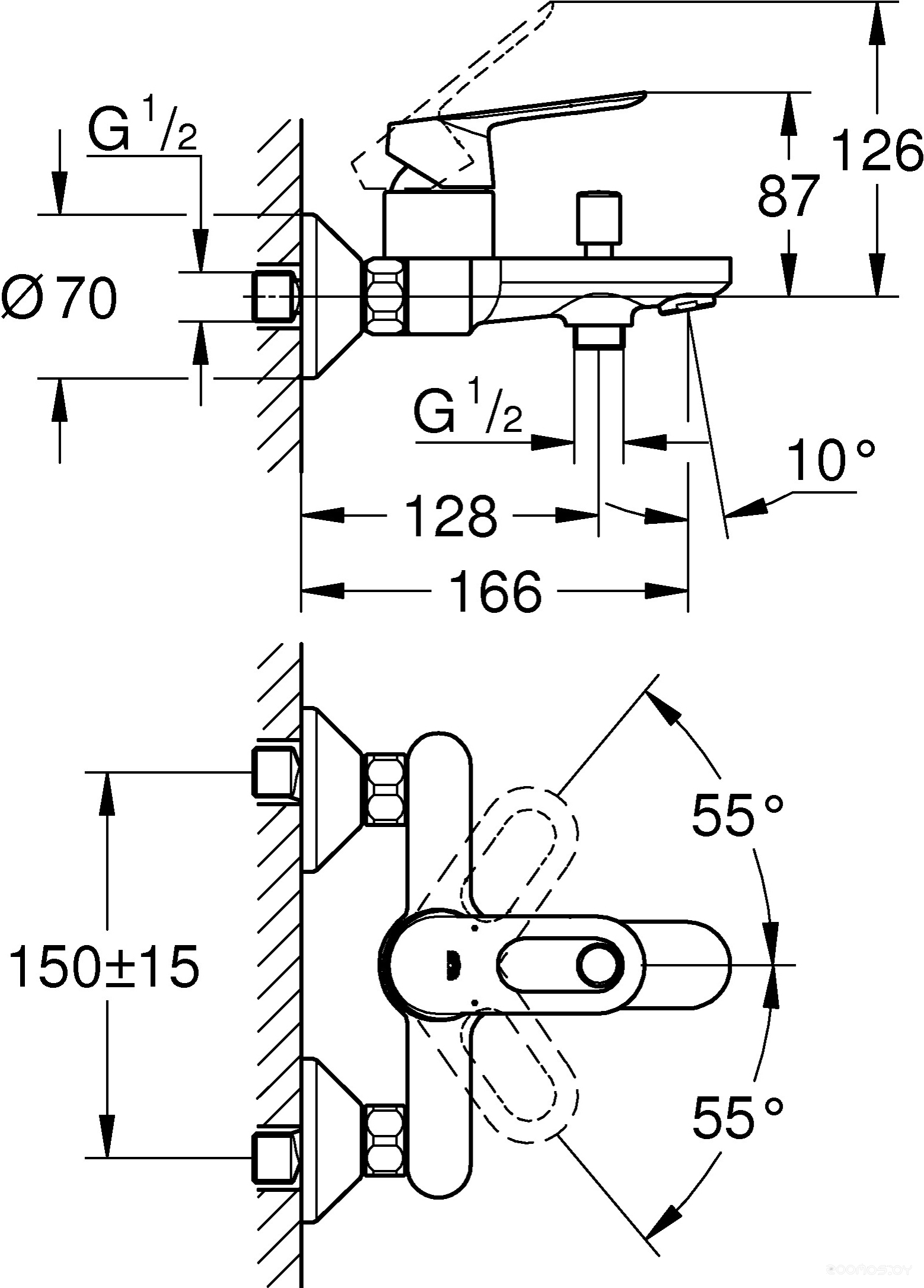 Смеситель Grohe BauLoop 23603000 для ванны с душем, фото 2