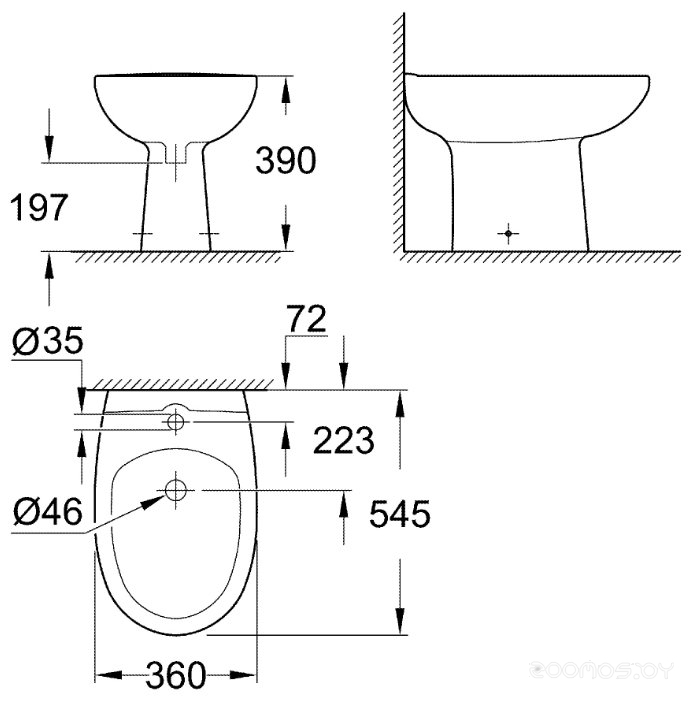 Биде Grohe Bau Ceramic 39432000, фото 2