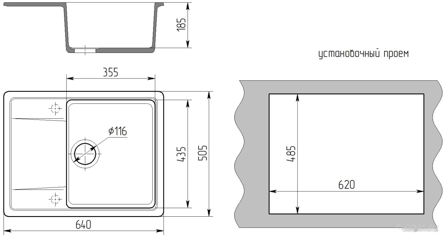 Кухонная мойка Gran-Stone GS-25L (309 темно-серый), фото 2