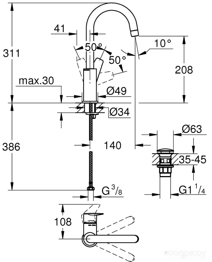 Смеситель Grohe Bauedge 23911001, фото 5