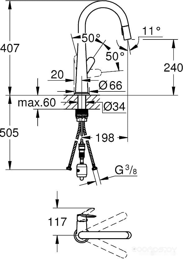 Смеситель Grohe Veletto 30419000, фото 3