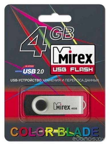 USB Flash Mirex SWIVEL RUBBER BLACK 4GB