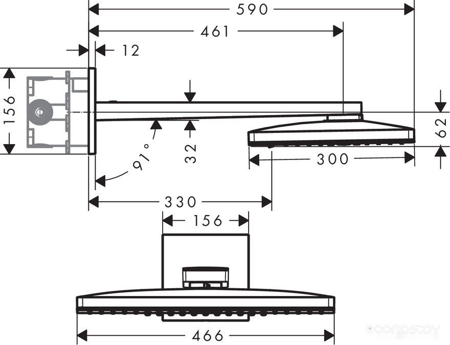 Верхний душ Hansgrohe Rainmaker Select 460 2jet 24005600 (черный/хром), фото 6