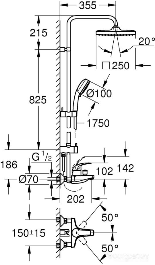Душевая система Grohe Tempesta Cosmopolitan System 250 Cube 26693000, фото 4