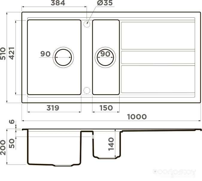 Кухонная мойка Omoikiri Kitagawa 100-2 GB, фото 4