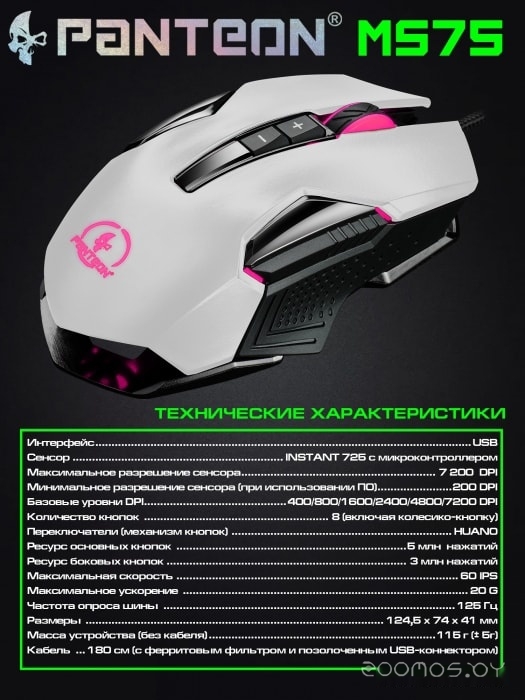 Игровая мышь Jet.A Panteon MS75 (белый), фото 4