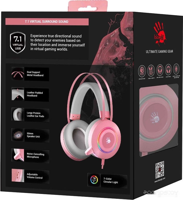 Наушники A4Tech Bloody G521 (розовый), фото 4