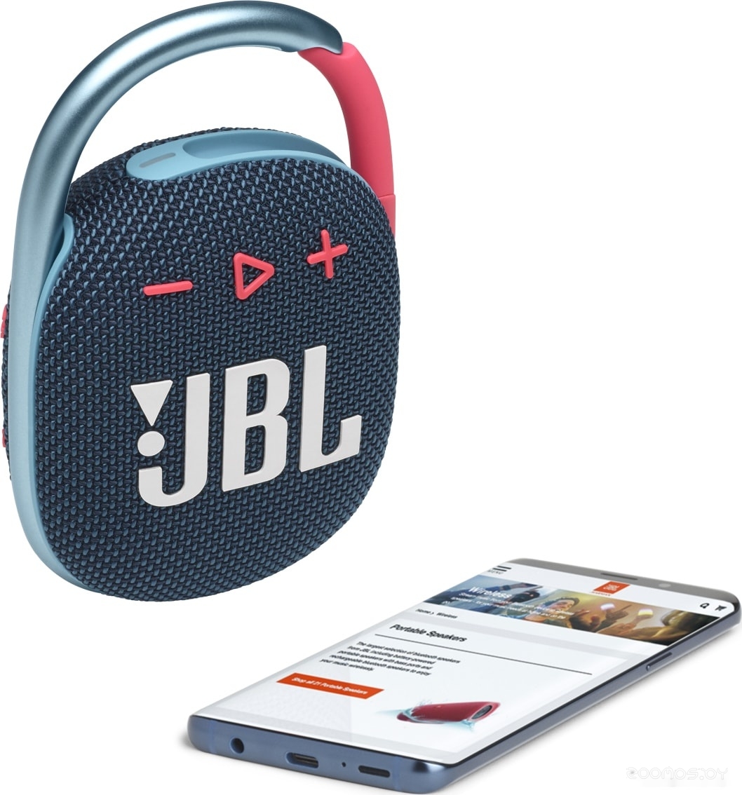 Беспроводная колонка JBL Clip 4 (темно-синий/розовый), фото 6
