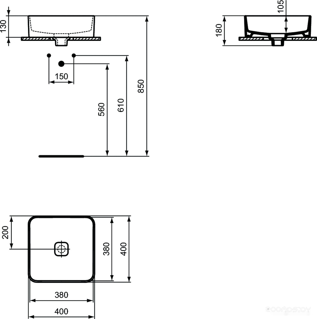 Умывальник Ideal Standard Strada II Square Vessel 40 T296201, фото 2