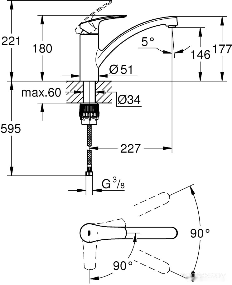 Смеситель Grohe Eurosmart 30260003, фото 4