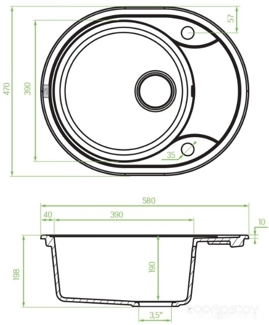 Кухонная мойка Laveo Dafne SBD 783T (черный), фото 2