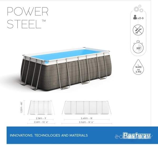Каркасный бассейн Bestway Power Steel 56998 (549x274x122), фото 3