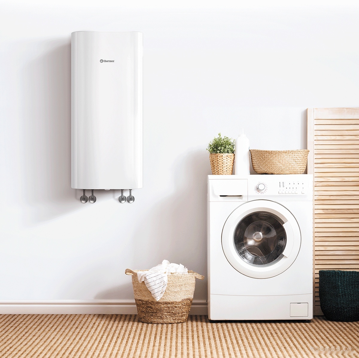 Накопительный электрический водонагреватель Thermex Flat 80 V Combi, фото 3