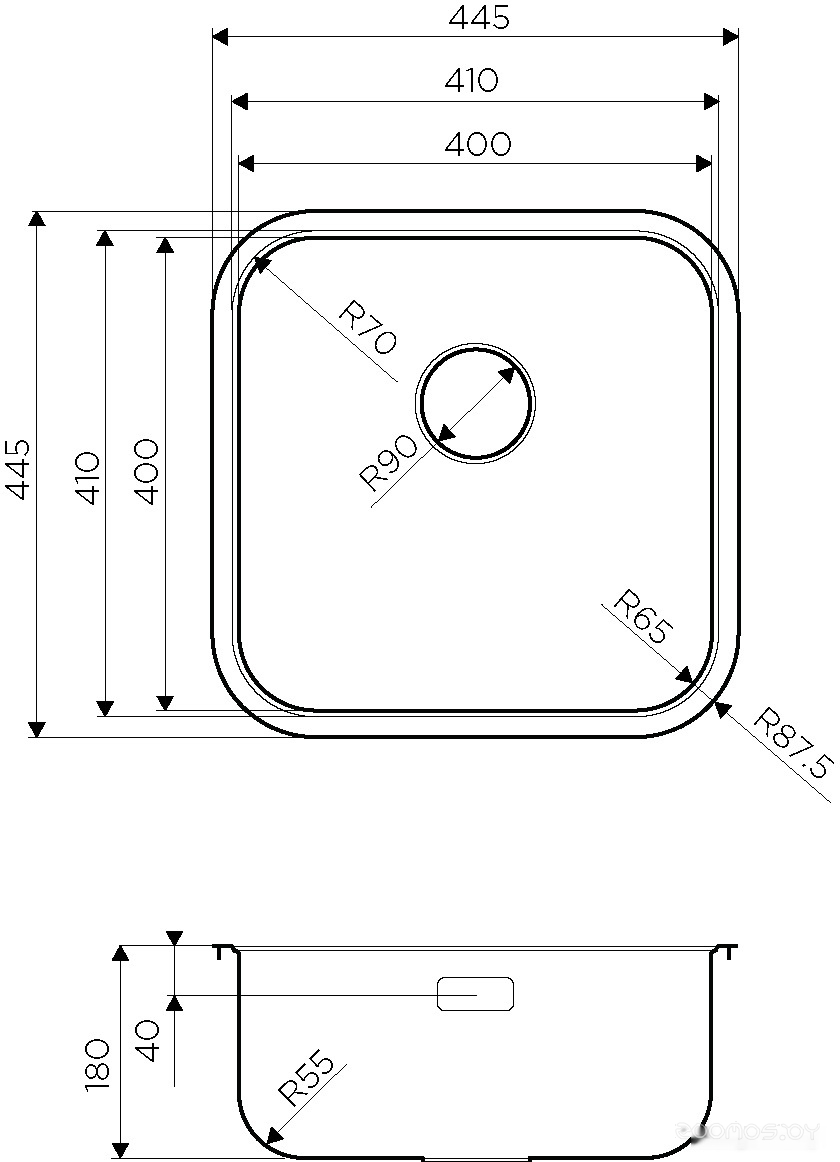 Кухонная мойка Omoikiri Omi 44-U/IF Quadro IN, фото 2