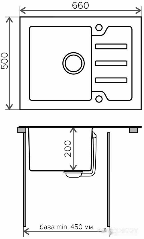 Кухонная мойка Tolero Ceramic glass TG-660 (белый), фото 2