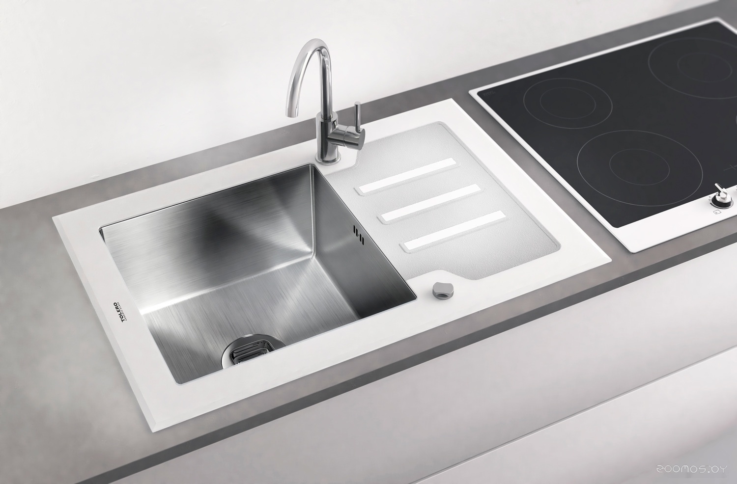 Кухонная мойка Tolero Ceramic glass TG-660 (белый), фото 3