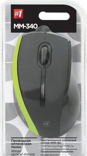 Мышь Defender MM-340 USB черный+зеленый, фото 2