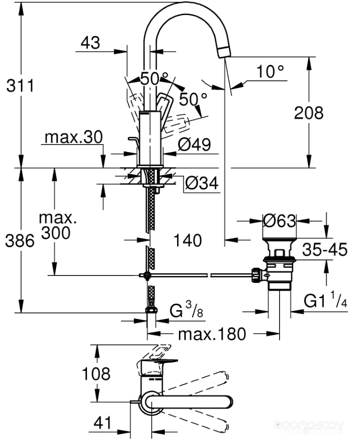 Смеситель Grohe Bauloop 23763001, фото 5