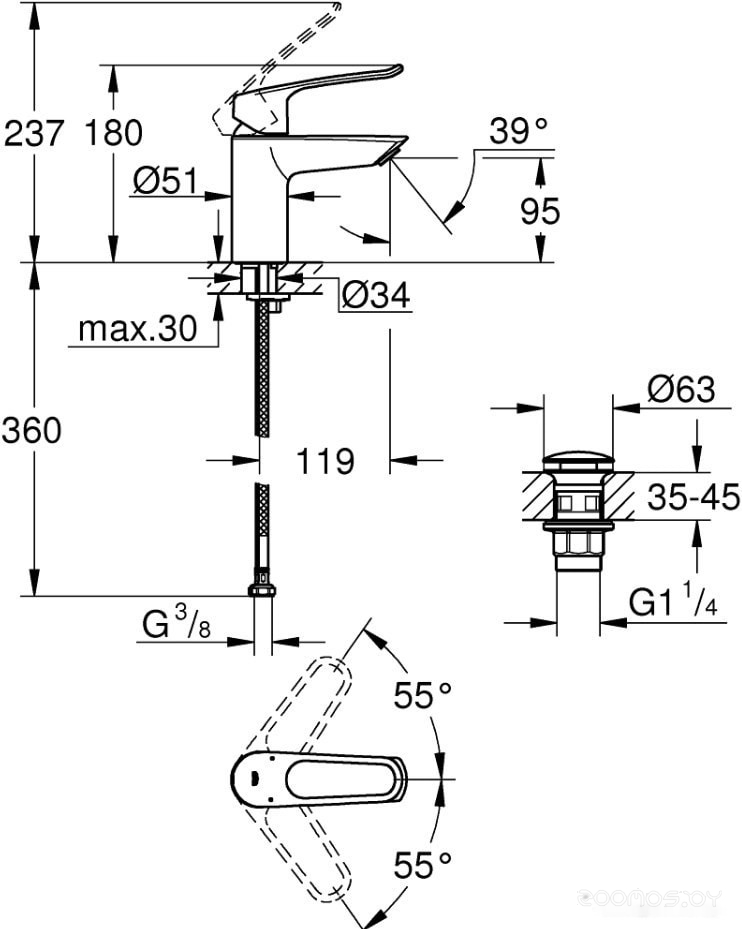 Смеситель Grohe Eurosmart 23980003, фото 4