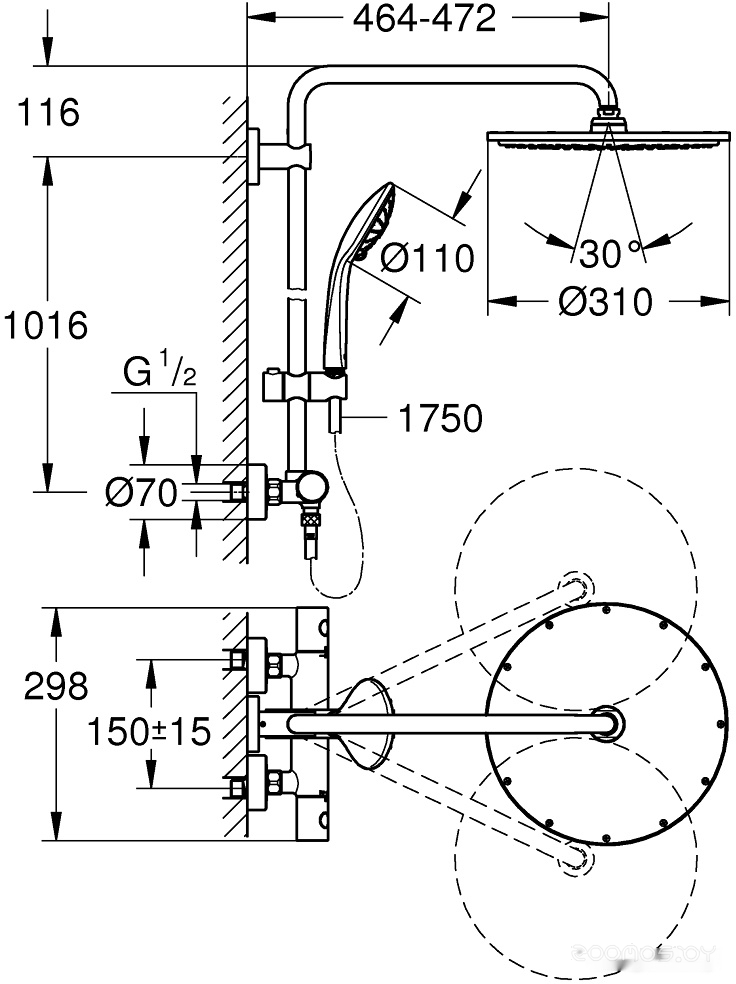 Душевая система Grohe Euphoria System 310 26075GL0 (холодный рассвет), фото 2
