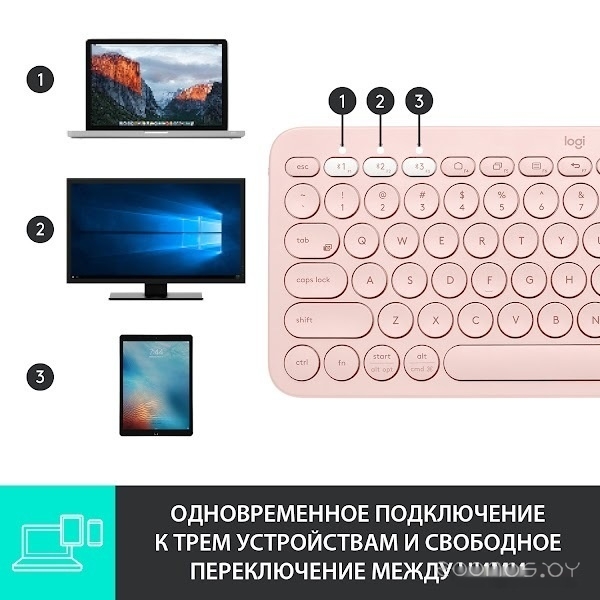 Клавиатура Logitech Multi-Device K380 Bluetooth (розовый), фото 17