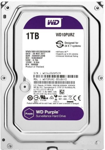 Жесткий диск Western Digital Purple 1TB [WD10PURZ], фото 1